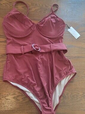 NWT Shade & Shore Belted One-Piece Swimsuit | Size Large | Rust